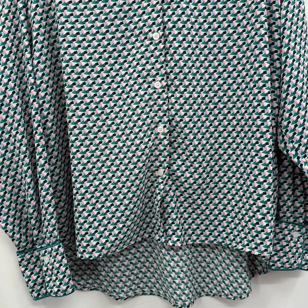 Molly Bracken Geometric Abstract Print Button Down Blouse in Multi | Medium